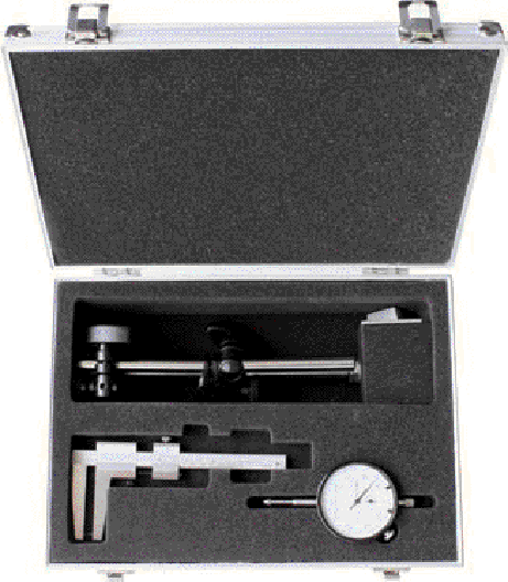 Mestativ mit analoger Meuhr
und Bremsscheibenmeschieber